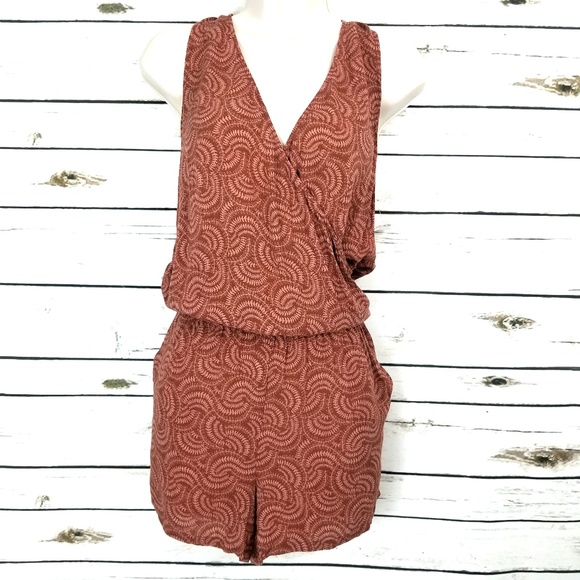 Hinge Pants - Hinge Romper Small Rust Sleeveless Pockets